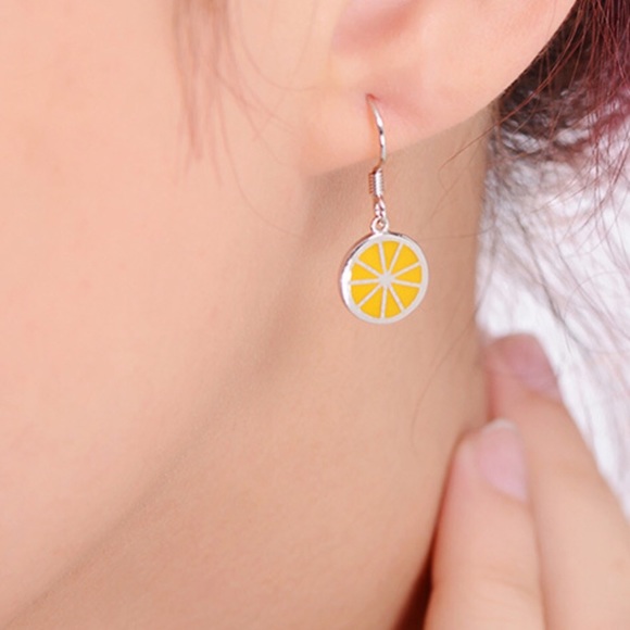 🌷 STERLING SILVER (925) LEMON EARRINGS - Picture 6 of 6